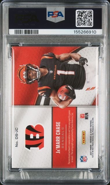 Graded 2021 Panini Rookies & Stars Ja'Marr Chase #DS-JC Patch Autograph /25 Rookie RC Football Card PSA 10 Auto Gem Mint