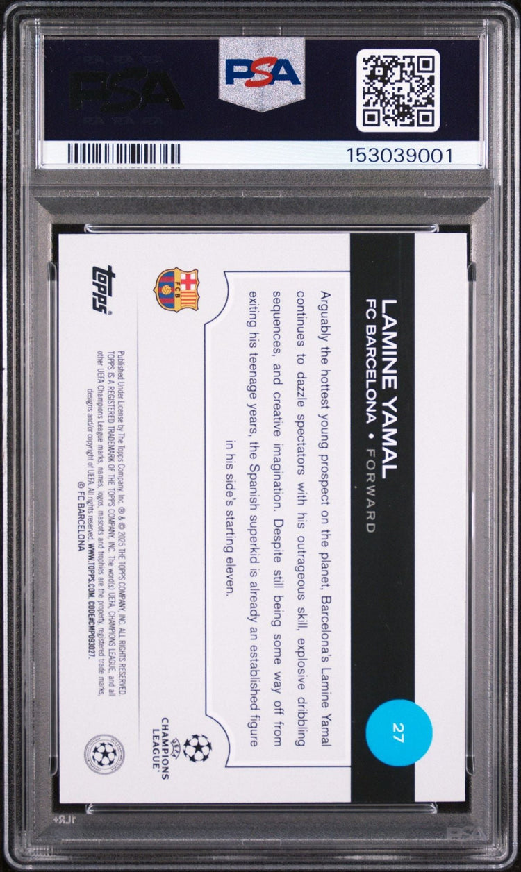 Graded 2024 Topps UEFA CC Club Competitions Lamine Yamal #27 Future Stars Soccer Card PSA 10 Gem Mint