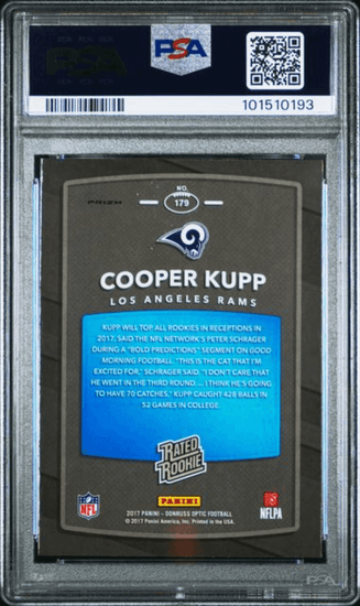 Graded 2017 Panini Donruss Optic Cooper Kupp #179 Red/Yellow Rookie RC Football Card PSA 10 Gem Mint