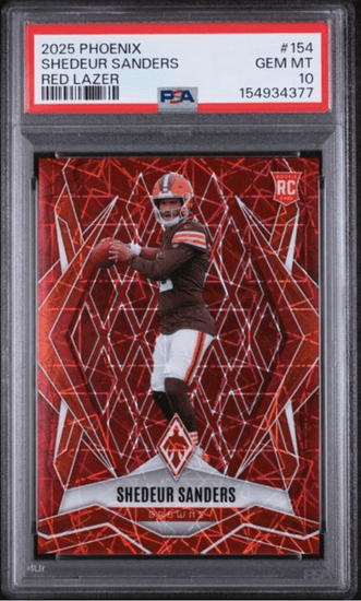 Graded 2025 Panini Phoenix Shedeur Sanders #154 Red Lazer /199 Rookie RC Football Card PSA 10 Gem Mint