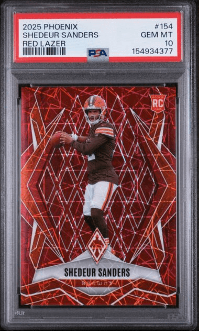 Graded 2025 Panini Phoenix Shedeur Sanders #154 Red Lazer /199 Rookie RC Football Card PSA 10 Gem Mint