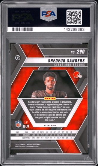 Graded 2025 Panini Mosaic Shedeur Sanders #290 Reactive Yellow Rookie RC Football Card PSA 10 Gem Mint