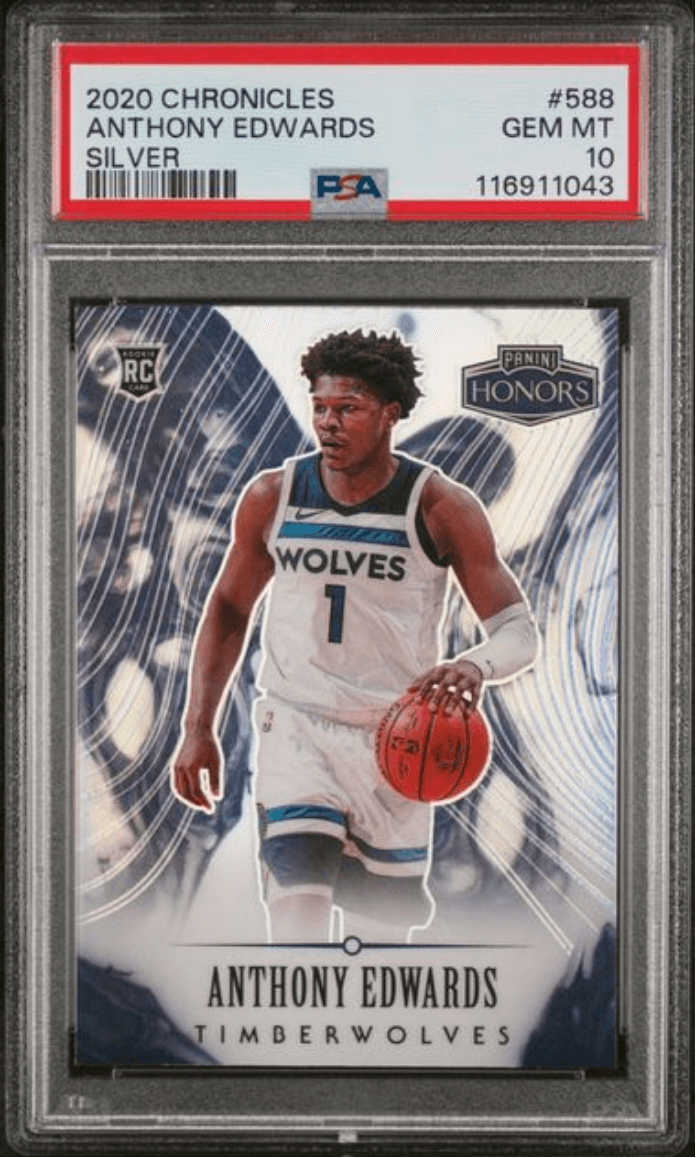 Graded 2020 Panini Chronicles Anthony Edwards #588 Silver Rookie RC Basketball Card PSA 10 Gem Mint