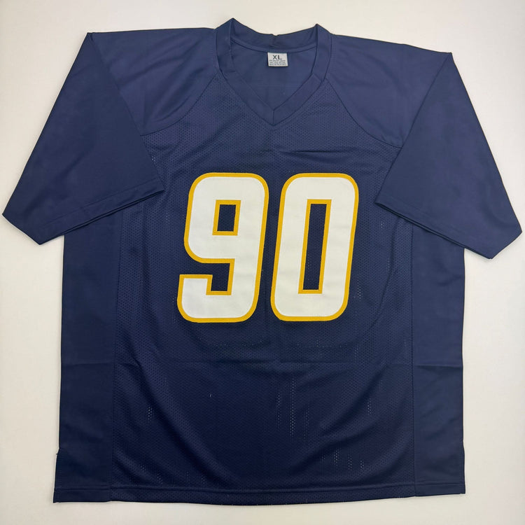 Autographed/Signed Akheem Mesidor Los Angeles San Diego Navy Blue Football Jersey JSA COA