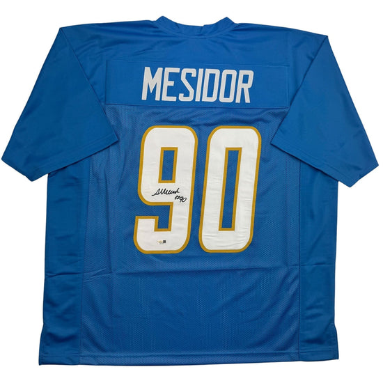 Autographed/Signed Akheem Mesidor Los Angeles San Diego Powder Blue Football Jersey JSA COA