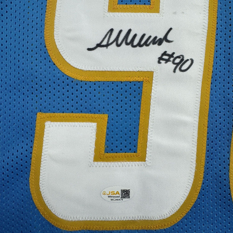 Autographed/Signed Akheem Mesidor Los Angeles San Diego Powder Blue Football Jersey JSA COA