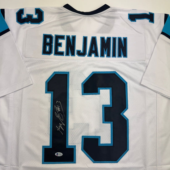 Autographed/Signed Kelvin Benjamin Carolina White Football Jersey Beckett BAS COA