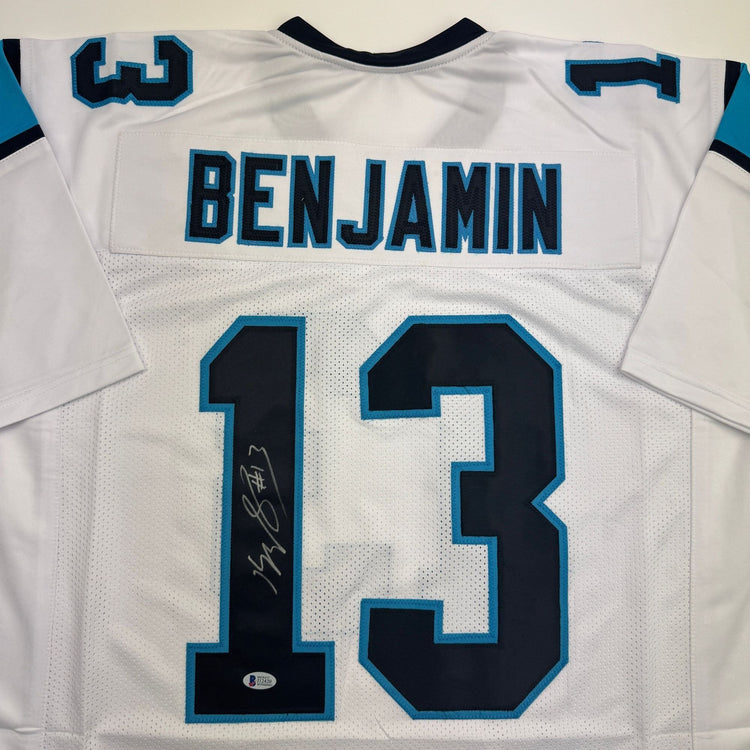 Autographed/Signed Kelvin Benjamin Carolina White Football Jersey Beckett BAS COA
