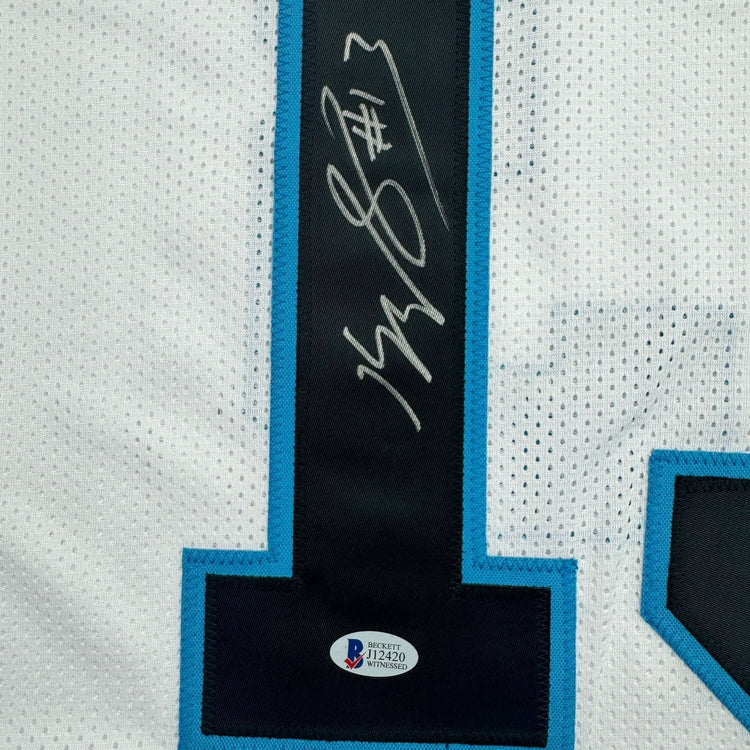 Autographed/Signed Kelvin Benjamin Carolina White Football Jersey Beckett BAS COA