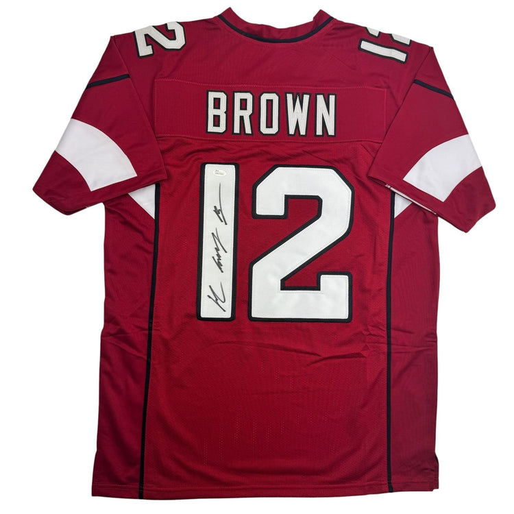 Autographed/Signed John Brown Arizona Red Football Jersey JSA COA