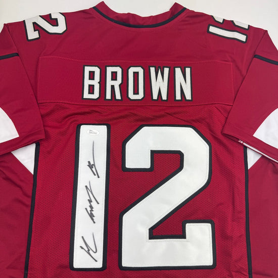 Autographed/Signed John Brown Arizona Red Football Jersey JSA COA