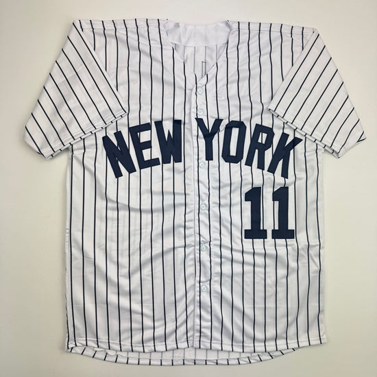Autographed/Signed Chuck Knoblauch "98-00 WSC" New York Pinstripe Baseball Jersey Beckett BAS COA