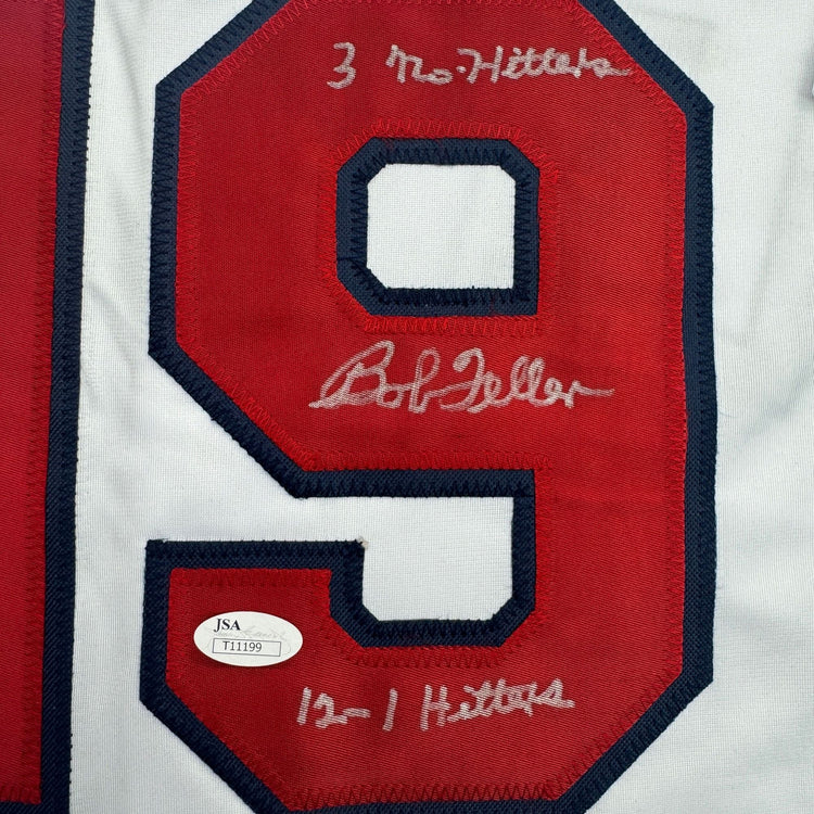 Autographed/Signed Bob Feller Cleveland White Baseball Jersey JSA COA