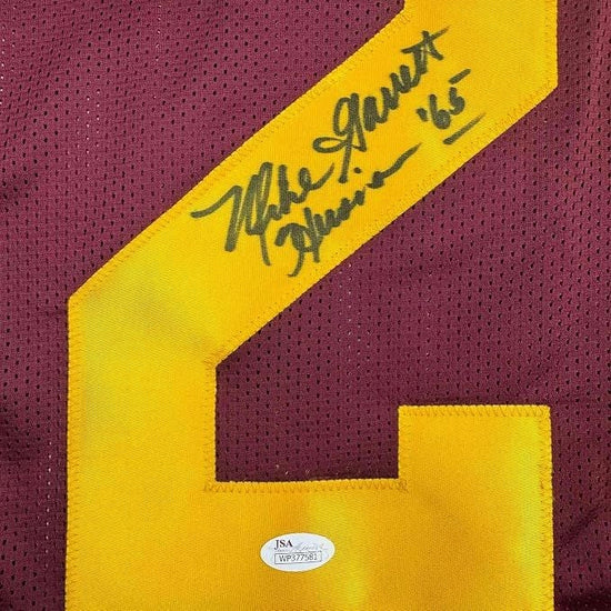 Framed Autographed/Signed Mike Garrett 35x39 Heisman 65 USC Southern Cal Red College Football Jersey JSA COA