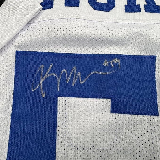 Framed Autographed/Signed Kenneth Murray Jr. 35x39 Dallas White Football Jersey Beckett BAS COA