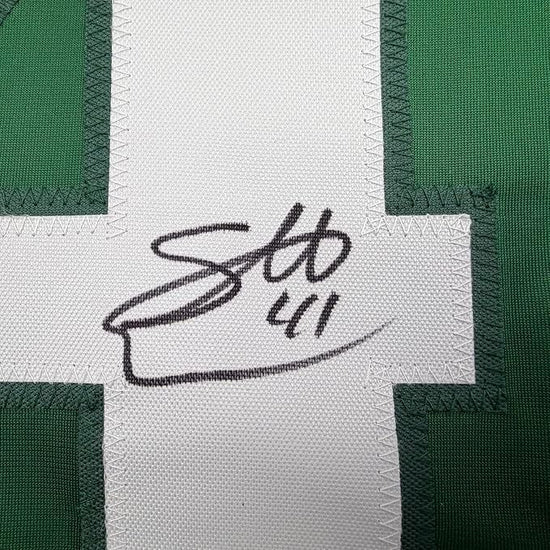 Framed Autographed/Signed Scott Wedgewood 35x39 Colorado Green St. Patrick's Day Hockey Jersey Beckett BAS COA