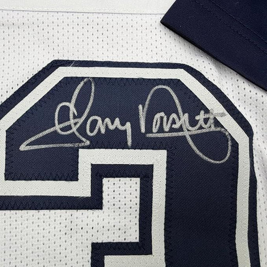 Framed Autographed/Signed Tony Dorsett 35x39 Dallas White Color Rush Football Jersey JSA COA