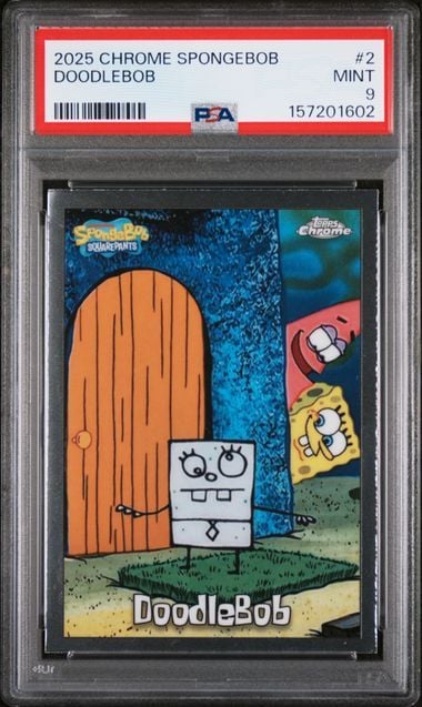 Graded 2025 Topps Chrome Spongebob Squarepants 25th Anniversary Doodlebob #2 Trading Card Game PSA 10 Gem Mint