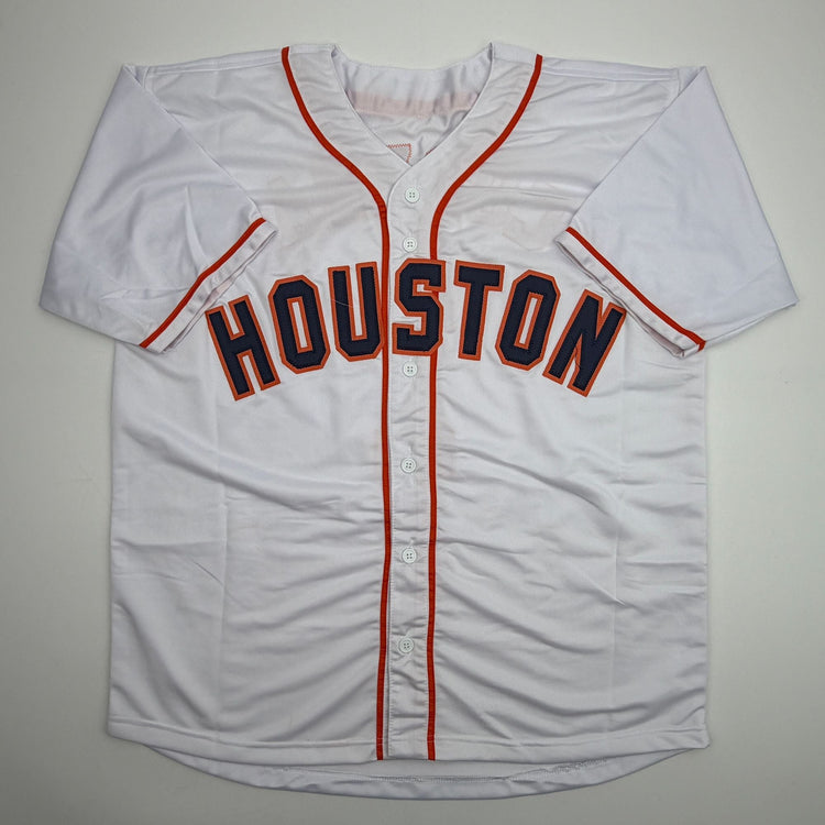 Autographed/Signed Carlos Correa Houston White Baseball Jersey Beckett BAS COA
