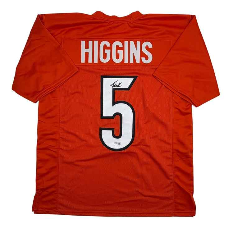 Autographed/Signed Tee Higgins Cincinnati Orange Football Jersey Beckett BAS COA