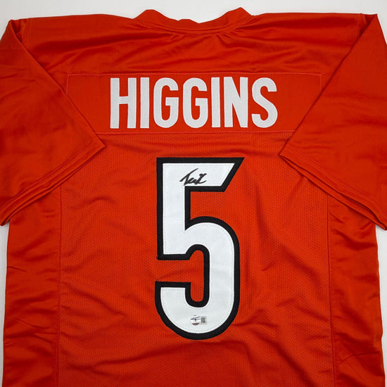 Autographed/Signed Tee Higgins Cincinnati Orange Football Jersey Beckett BAS COA