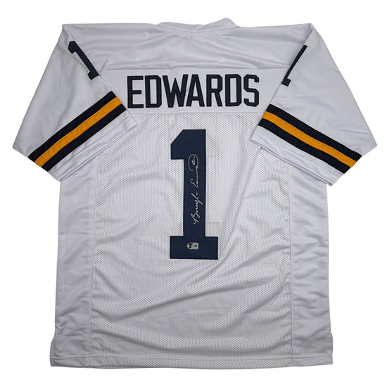 Autographed/Signed Braylon Edwards Michigan White College Football Jersey Beckett BAS COA