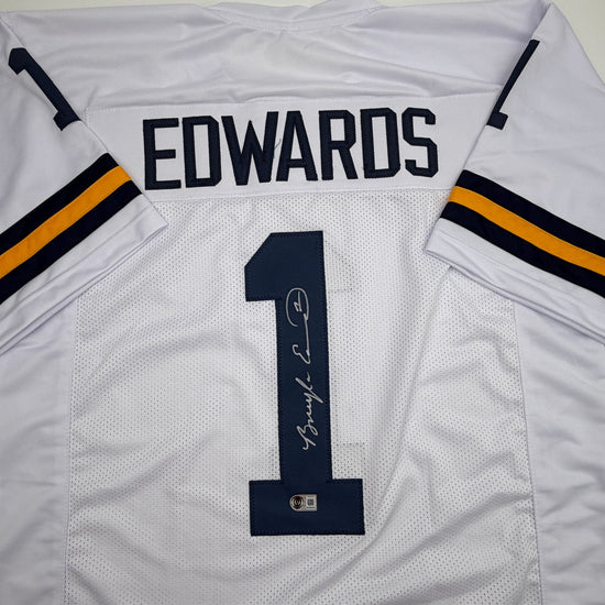 Autographed/Signed Braylon Edwards Michigan White College Football Jersey Beckett BAS COA