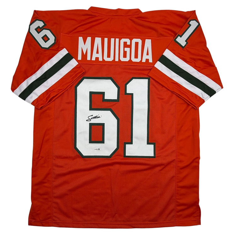 Autographed/Signed Francis Mauigoa Miami Orange College Football Jersey JSA COA