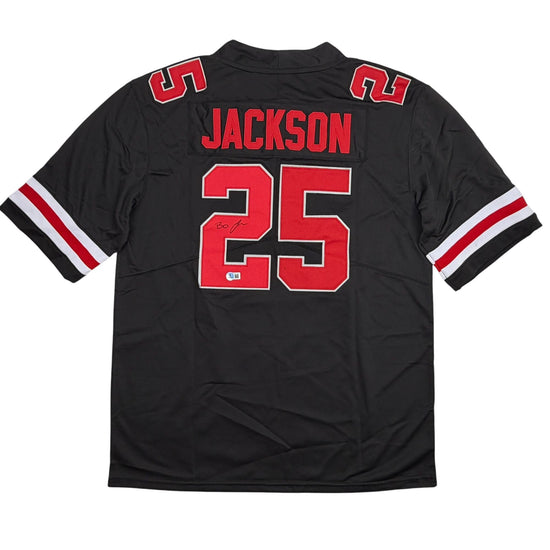 Autographed/Signed Lamar Bo Jackson Ohio State Black College Football Jersey Beckett BAS COA