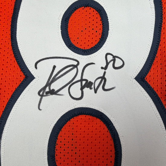 Autographed/Signed Rod Smith 2x SB Champs Denver Orange Pro Cut Football Jersey Beckett BAS COA