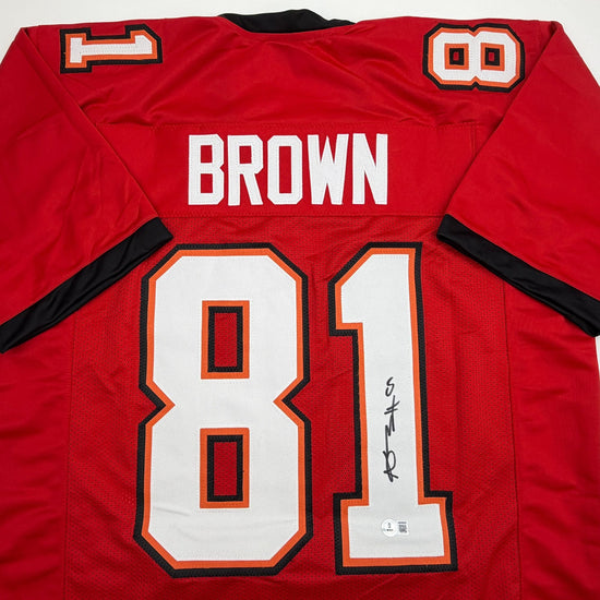 Autographed/Signed Antonio Brown Tampa Bay Red Football Jersey Beckett BAS COA