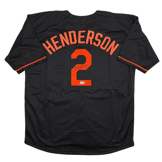 Autographed/Signed Gunnar Henderson Baltimore Black Baseball Jersey Beckett BAS COA