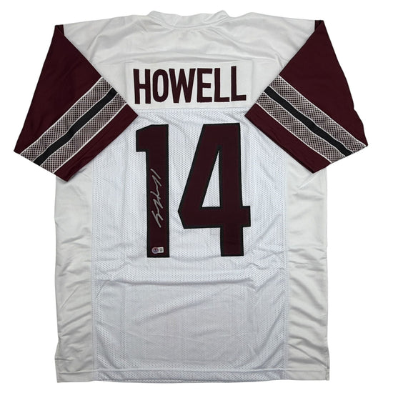 Autographed/Signed Sam Howell Washington White Football Jersey Beckett BAS COA