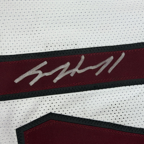 Autographed/Signed Sam Howell Washington White Football Jersey Beckett BAS COA