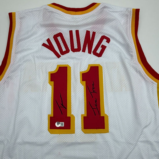 Autographed/Signed Trae Young Ice Trae Atlanta White Basketball Jersey Beckett BAS COA