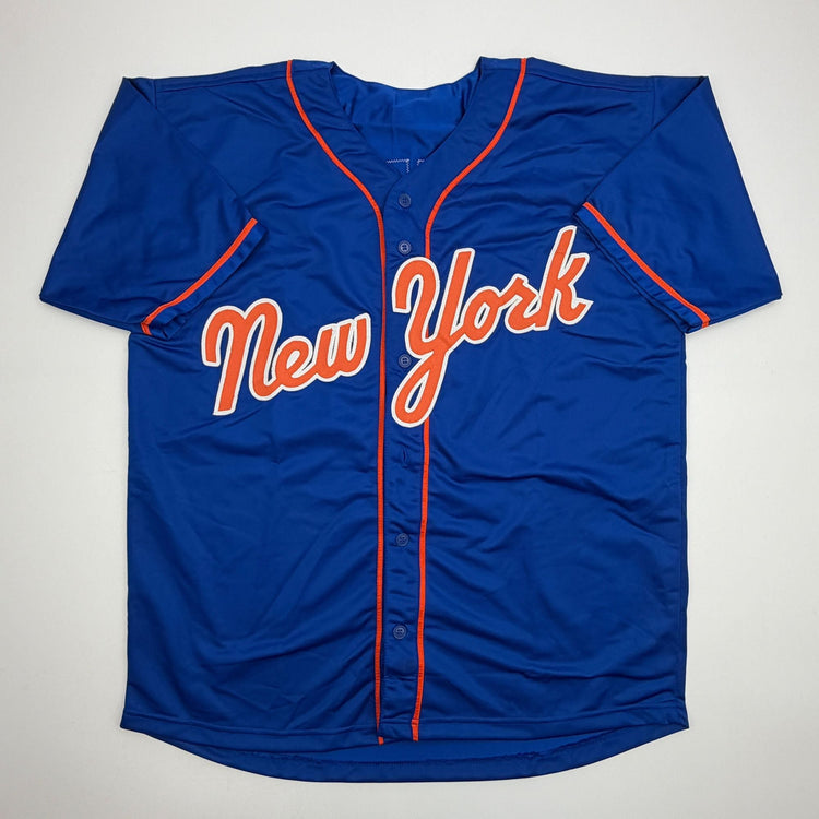 Autographed/Signed Luis Robert Jr. New York Blue Baseball Jersey Beckett BAS COA