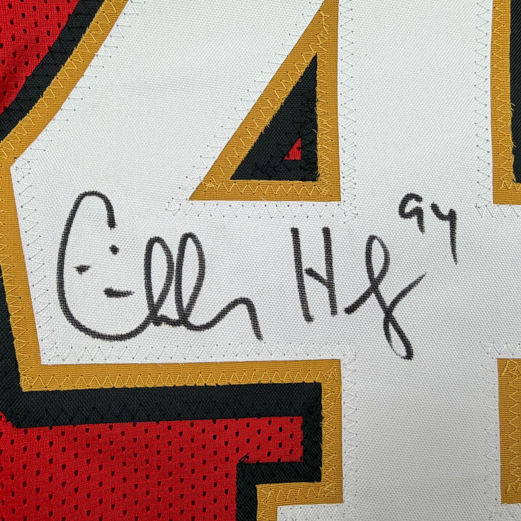 Autographed/Signed Charles Haley San Francisco Red Alternate Stat Football Jersey JSA COA