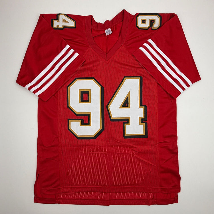 Autographed/Signed Charles Haley San Francisco Red Alternate Stat Football Jersey JSA COA