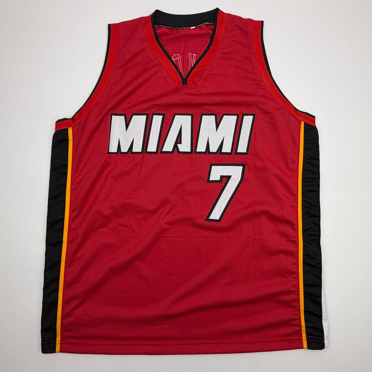 Facsimile Autographed Giannis Antetokounmpo Miami Red Reprint Laser Auto Basketball Jersey Size Men's XL