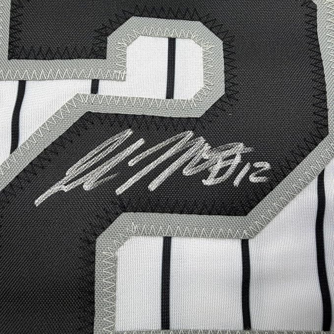 Framed Autographed/Signed Colson Montgomery 35x39 Chicago Pinstripe Baseball Jersey Beckett BAS COA