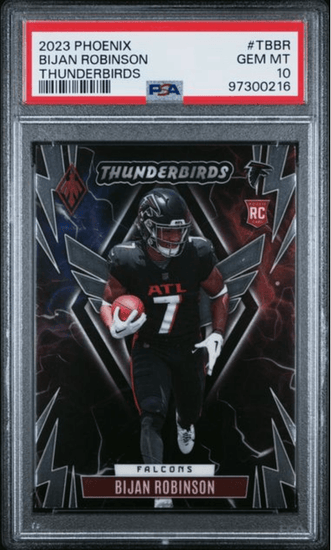 Graded 2023 Panini Phoenix Bijan Robinson #TBBR Thunderbirds Rookie RC Football Card PSA 10 Gem Mint