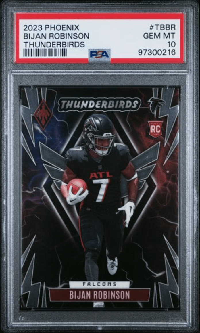 Graded 2023 Panini Phoenix Bijan Robinson #TBBR Thunderbirds Rookie RC Football Card PSA 10 Gem Mint