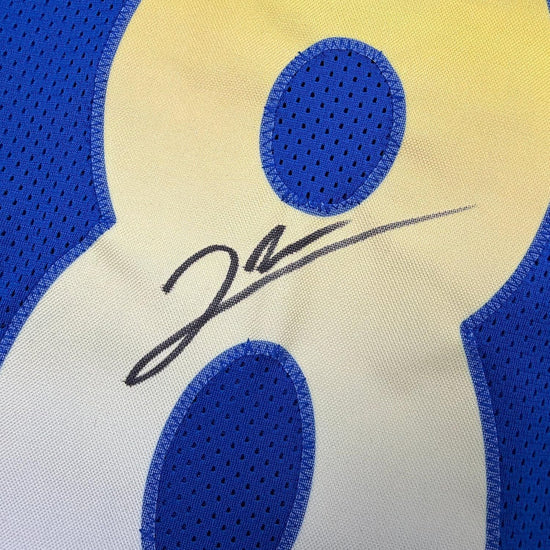 Framed Autographed/Signed Jared Verse 35x39 Los Angeles LA Blue Football Jersey Beckett BAS COA