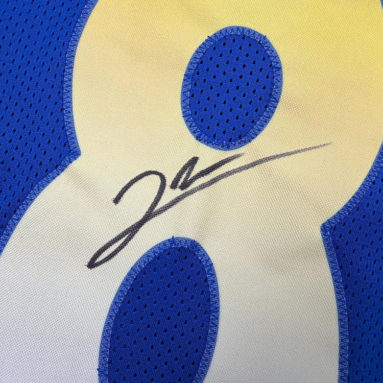 Framed Autographed/Signed Jared Verse 35x39 Los Angeles LA Blue Football Jersey Beckett BAS COA