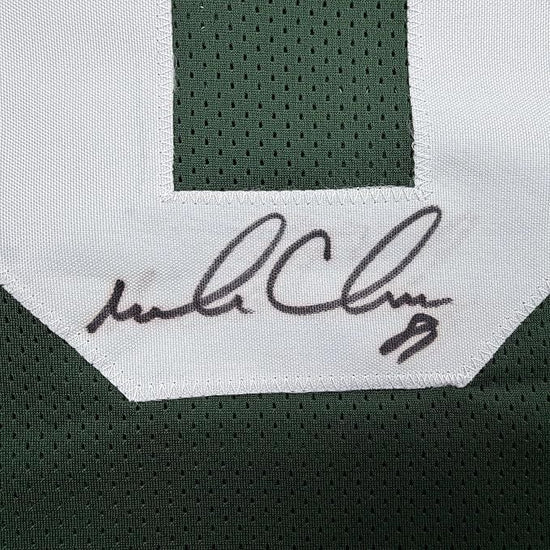 Framed Autographed/Signed Mark Chmura 35x39 Green Bay Green Football Jersey JSA COA