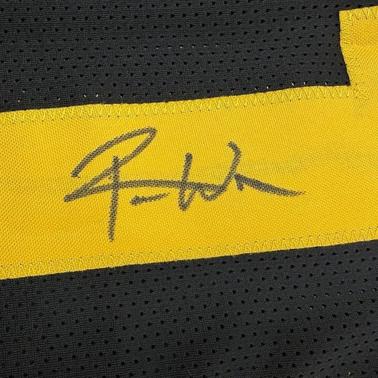 Framed Autographed/Signed Roman Wilson 35x39 Pittsburgh Black Color Rush Football Jersey Beckett BAS COA