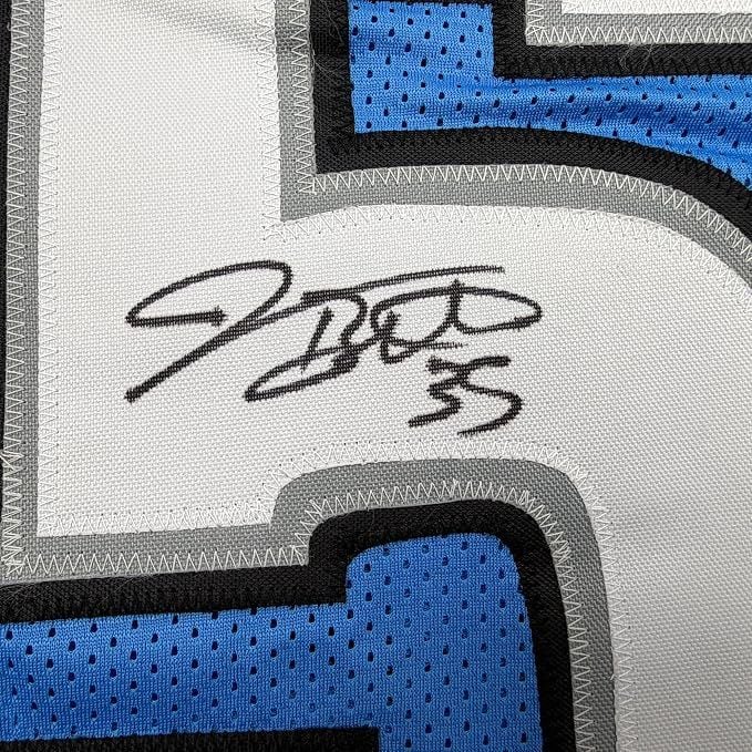Framed Autographed/Signed Joique Bell 35x39 Detroit Blue Pro Cut Football Jersey JSA COA