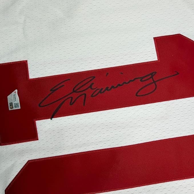 Framed Autographed/Signed Eli Manning 35x39 New York Giants White Mitchell & Ness Authentic Football Jersey Fanatics COA