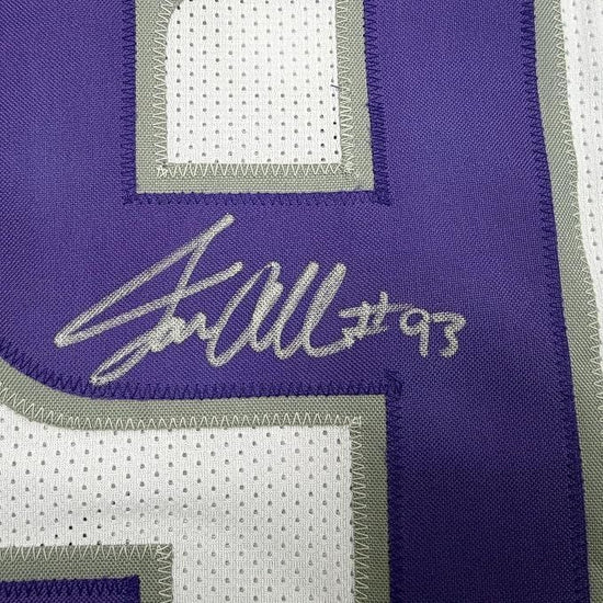 Framed Autographed/Signed Jonathan Allen 35x39 Minnesota White Out Alternate Football Jersey Beckett BAS COA