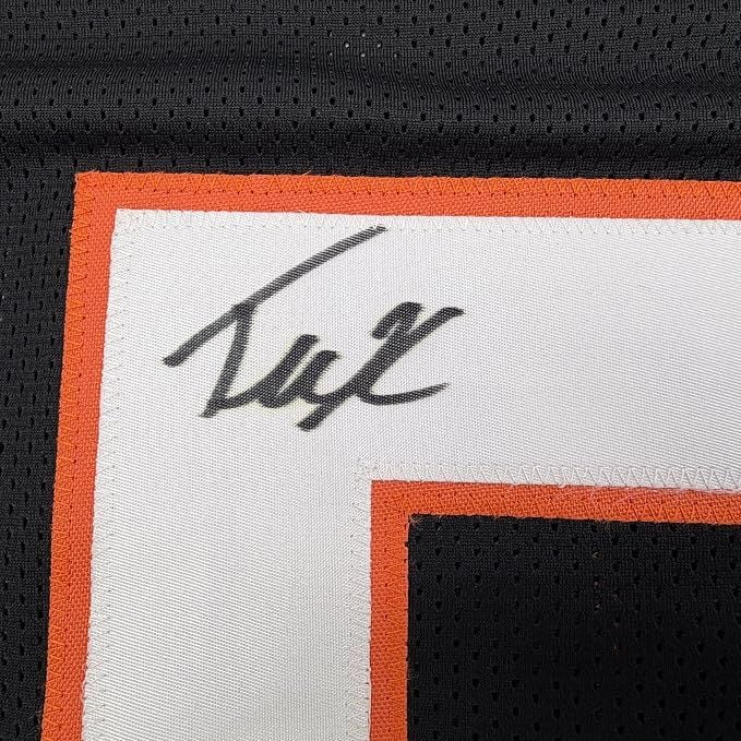 Framed Autographed/Signed Tee Higgins 35x39 Cincinnati Black Football Jersey Beckett BAS COA
